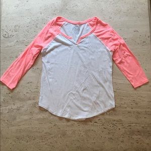 Pink/white baseball tee